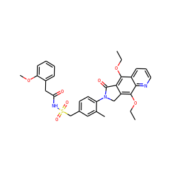 CCOc1c2c(c(OCC)c3ncccc13)CN(c1ccc(CS(=O)(=O)NC(=O)Cc3ccccc3OC)cc1C)C2=O ZINC000029125295