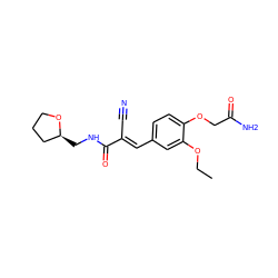 CCOc1cc(/C=C(\C#N)C(=O)NC[C@H]2CCCO2)ccc1OCC(N)=O ZINC000000853993