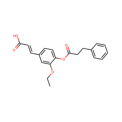 CCOc1cc(/C=C/C(=O)O)ccc1OC(=O)CCc1ccccc1 ZINC000299818847