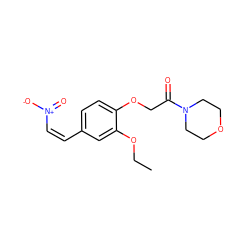 CCOc1cc(/C=C\[N+](=O)[O-])ccc1OCC(=O)N1CCOCC1 ZINC000004475936