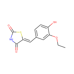 CCOc1cc(/C=C2\SC(=O)NC2=O)ccc1O ZINC000001231863