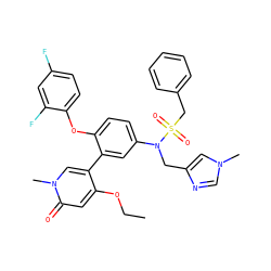 CCOc1cc(=O)n(C)cc1-c1cc(N(Cc2cn(C)cn2)S(=O)(=O)Cc2ccccc2)ccc1Oc1ccc(F)cc1F ZINC001772621264