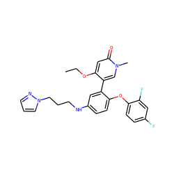 CCOc1cc(=O)n(C)cc1-c1cc(NCCCn2cccn2)ccc1Oc1ccc(F)cc1F ZINC001772579075