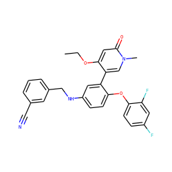 CCOc1cc(=O)n(C)cc1-c1cc(NCc2cccc(C#N)c2)ccc1Oc1ccc(F)cc1F ZINC001772616905
