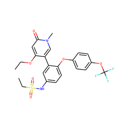 CCOc1cc(=O)n(C)cc1-c1cc(NS(=O)(=O)CC)ccc1Oc1ccc(OC(F)(F)F)cc1 ZINC000217610209