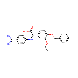 CCOc1cc([C@@H](Nc2ccc(C(=N)N)cc2)C(=O)O)ccc1OCc1ccccc1 ZINC000014953216