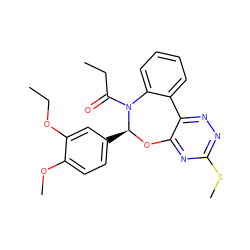 CCOc1cc([C@@H]2Oc3nc(SC)nnc3-c3ccccc3N2C(=O)CC)ccc1OC ZINC000000684445