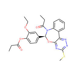 CCOc1cc([C@@H]2Oc3nc(SC)nnc3-c3ccccc3N2C(=O)CC)ccc1OC(=O)CC ZINC000000684315