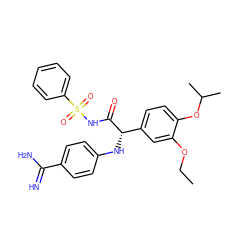 CCOc1cc([C@H](Nc2ccc(C(=N)N)cc2)C(=O)NS(=O)(=O)c2ccccc2)ccc1OC(C)C ZINC000096284595