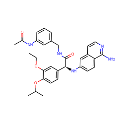 CCOc1cc([C@H](Nc2ccc3c(N)nccc3c2)C(=O)NCc2cccc(NC(C)=O)c2)ccc1OC(C)C ZINC000103258267