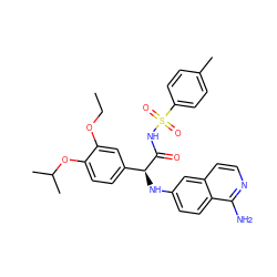 CCOc1cc([C@H](Nc2ccc3c(N)nccc3c2)C(=O)NS(=O)(=O)c2ccc(C)cc2)ccc1OC(C)C ZINC000096284563