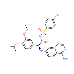 CCOc1cc([C@H](Nc2ccc3c(N)nccc3c2)C(=O)NS(=O)(=O)c2ccc(O)cc2)ccc1OC(C)C ZINC000043063117