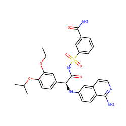 CCOc1cc([C@H](Nc2ccc3c(N)nccc3c2)C(=O)NS(=O)(=O)c2cccc(C(N)=O)c2)ccc1OC(C)C ZINC000096284585