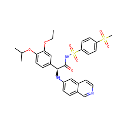 CCOc1cc([C@H](Nc2ccc3cnccc3c2)C(=O)NS(=O)(=O)c2ccc(S(C)(=O)=O)cc2)ccc1OC(C)C ZINC000096284589