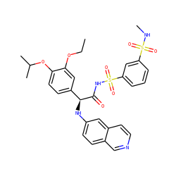 CCOc1cc([C@H](Nc2ccc3cnccc3c2)C(=O)NS(=O)(=O)c2cccc(S(=O)(=O)NC)c2)ccc1OC(C)C ZINC000096284573