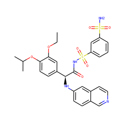 CCOc1cc([C@H](Nc2ccc3cnccc3c2)C(=O)NS(=O)(=O)c2cccc(S(N)(=O)=O)c2)ccc1OC(C)C ZINC000096284581