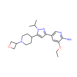 CCOc1cc(-c2cc(C3CCN(C4COC4)CC3)n(C(C)C)n2)cnc1N ZINC000146265603