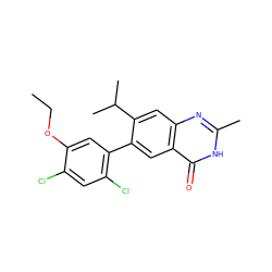 CCOc1cc(-c2cc3c(=O)[nH]c(C)nc3cc2C(C)C)c(Cl)cc1Cl ZINC000013679440