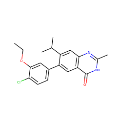 CCOc1cc(-c2cc3c(=O)[nH]c(C)nc3cc2C(C)C)ccc1Cl ZINC000003820240