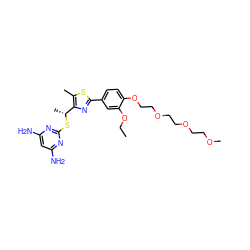 CCOc1cc(-c2nc([C@@H](C)Sc3nc(N)cc(N)n3)c(C)s2)ccc1OCCOCCOCCOC ZINC000299834258