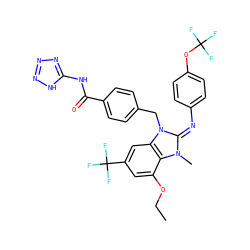 CCOc1cc(C(F)(F)F)cc2c1n(C)/c(=N/c1ccc(OC(F)(F)F)cc1)n2Cc1ccc(C(=O)Nc2nnn[nH]2)cc1 ZINC000101455563