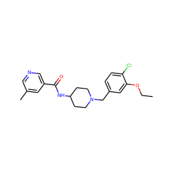 CCOc1cc(CN2CCC(NC(=O)c3cncc(C)c3)CC2)ccc1Cl ZINC000028861880