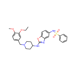 CCOc1cc(CN2CCC(Nc3nc4cc(NS(=O)(=O)c5ccccc5)ccc4o3)CC2)ccc1OC ZINC000049803133