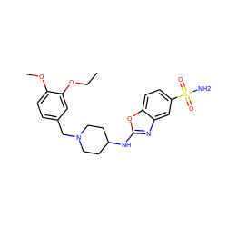 CCOc1cc(CN2CCC(Nc3nc4cc(S(N)(=O)=O)ccc4o3)CC2)ccc1OC ZINC000028827120