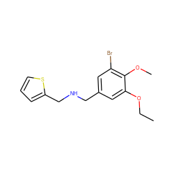 CCOc1cc(CNCc2cccs2)cc(Br)c1OC ZINC000004670838