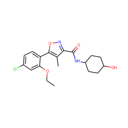 CCOc1cc(Cl)ccc1-c1onc(C(=O)NC2CCC(O)CC2)c1C ZINC000072178204