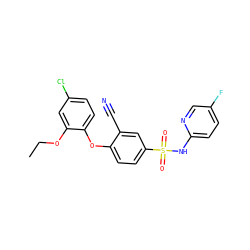 CCOc1cc(Cl)ccc1Oc1ccc(S(=O)(=O)Nc2ccc(F)cn2)cc1C#N ZINC000473194490