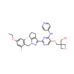 CCOc1cc(F)c(Cn2nc(-c3ncc(OCC4(CO)COC4)c(Nc4ccncc4)n3)c3c2CCC3)c(F)c1 ZINC000169341684