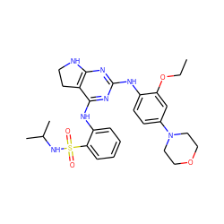 CCOc1cc(N2CCOCC2)ccc1Nc1nc2c(c(Nc3ccccc3S(=O)(=O)NC(C)C)n1)CCN2 ZINC000221688041