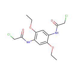 CCOc1cc(NC(=O)CCl)c(OCC)cc1NC(=O)CCl ZINC000000300106