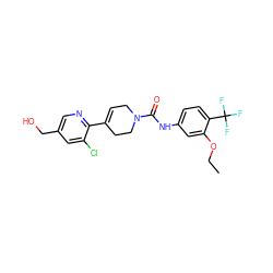 CCOc1cc(NC(=O)N2CC=C(c3ncc(CO)cc3Cl)CC2)ccc1C(F)(F)F ZINC000098193612