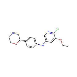 CCOc1cc(Nc2ccc([C@H]3CNCCO3)cc2)cnc1Cl ZINC000150035148