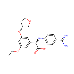 CCOc1cc(O[C@@H]2CCOC2)cc([C@@H](Nc2ccc(C(=N)N)cc2)C(=O)O)c1 ZINC000014953326