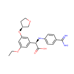 CCOc1cc(O[C@H]2CCOC2)cc([C@@H](Nc2ccc(C(=N)N)cc2)C(=O)O)c1 ZINC000014953309