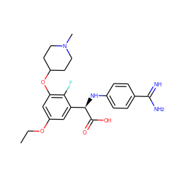 CCOc1cc(OC2CCN(C)CC2)c(F)c([C@@H](Nc2ccc(C(=N)N)cc2)C(=O)O)c1 ZINC000003817458