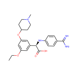 CCOc1cc(OC2CCN(C)CC2)cc([C@@H](Nc2ccc(C(=N)N)cc2)C(=O)O)c1 ZINC000014953299