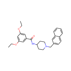 CCOc1cc(OCC)cc(C(=O)NC2CCN(Cc3ccc4ccccc4c3)CC2)c1 ZINC000036351822