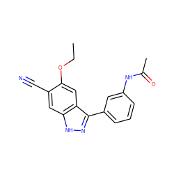 CCOc1cc2c(-c3cccc(NC(C)=O)c3)n[nH]c2cc1C#N ZINC000096270046