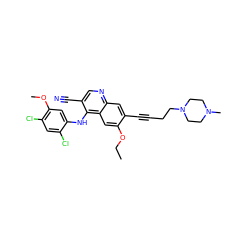 CCOc1cc2c(Nc3cc(OC)c(Cl)cc3Cl)c(C#N)cnc2cc1C#CCCN1CCN(C)CC1 ZINC000028888081