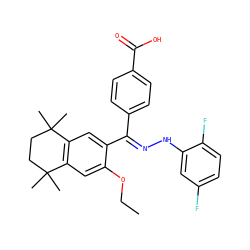 CCOc1cc2c(cc1/C(=N/Nc1cc(F)ccc1F)c1ccc(C(=O)O)cc1)C(C)(C)CCC2(C)C ZINC000013979953