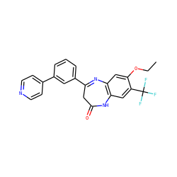 CCOc1cc2c(cc1C(F)(F)F)NC(=O)CC(c1cccc(-c3ccncc3)c1)=N2 ZINC000101383271