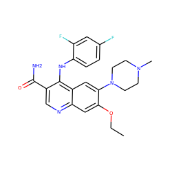 CCOc1cc2ncc(C(N)=O)c(Nc3ccc(F)cc3F)c2cc1N1CCN(C)CC1 ZINC000040934036