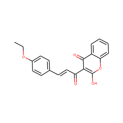 CCOc1ccc(/C=C/C(=O)c2c(O)oc3ccccc3c2=O)cc1 ZINC000102290549