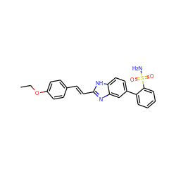 CCOc1ccc(/C=C/c2nc3cc(-c4ccccc4S(N)(=O)=O)ccc3[nH]2)cc1 ZINC000117136665