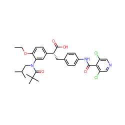 CCOc1ccc([C@@H](Cc2ccc(NC(=O)c3c(Cl)cncc3Cl)cc2)C(=O)O)cc1N(CC(C)C)C(=O)C(C)(C)C ZINC000028339461