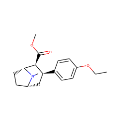 CCOc1ccc([C@H]2C[C@@H]3CC[C@H]([C@H]2C(=O)OC)N3C)cc1 ZINC000073200070